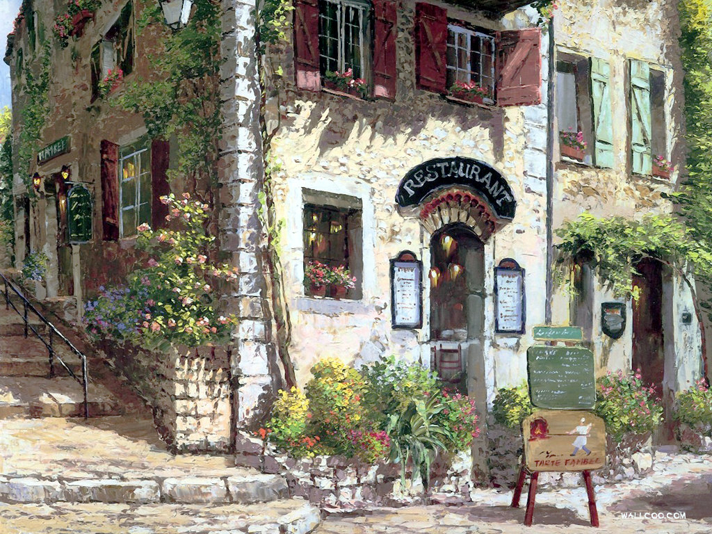 欧洲小镇风情:sung sam park油画壁纸