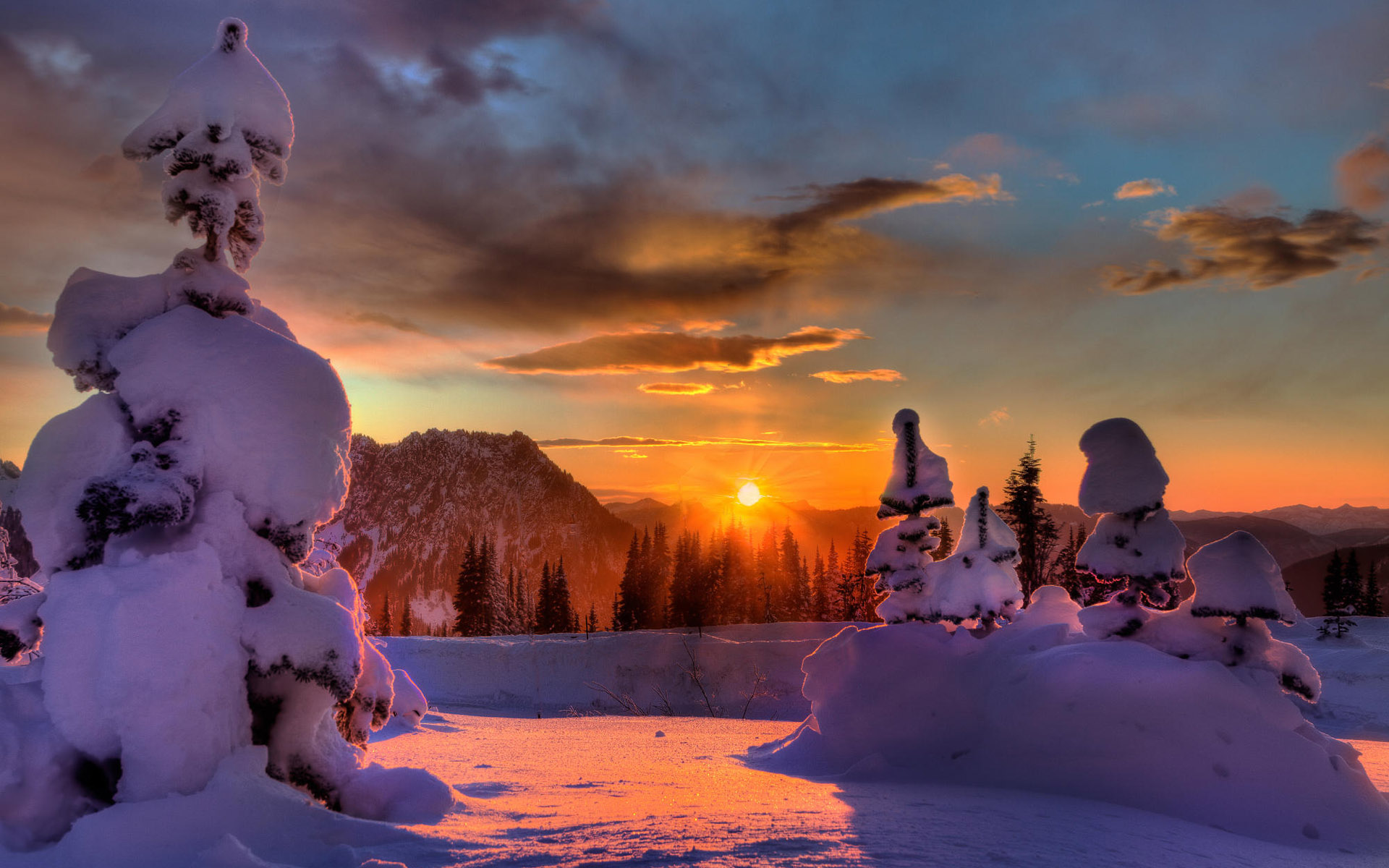 风景壁纸雪景田园图片